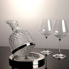 Bình Decanter Thở Rượu Vang Thủy Tinh Xoay Trên Đế Sang Trọng