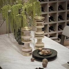 Chân Nến Decor Marble Mạ Vàng Trang Trí Bàn Ăn, Phòng Khách