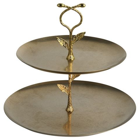 Dĩa Trái Cây 2 Tầng Hình Chiếc Lá Thép Không Gỉ Châu Âu