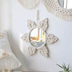 Tranh Gương Dệt Boho Lông Vũ Trang Trí Phòng Khách Phòng Ngủ