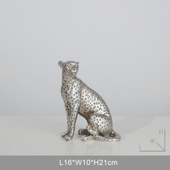 Tượng Báo Jaguar Màu Bạc Trang Trí