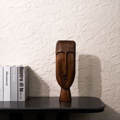 Tượng Đầu Người Nghệ Thuật Giả Gỗ Decor Phòng Khách Phong Cách Wabi Sabi