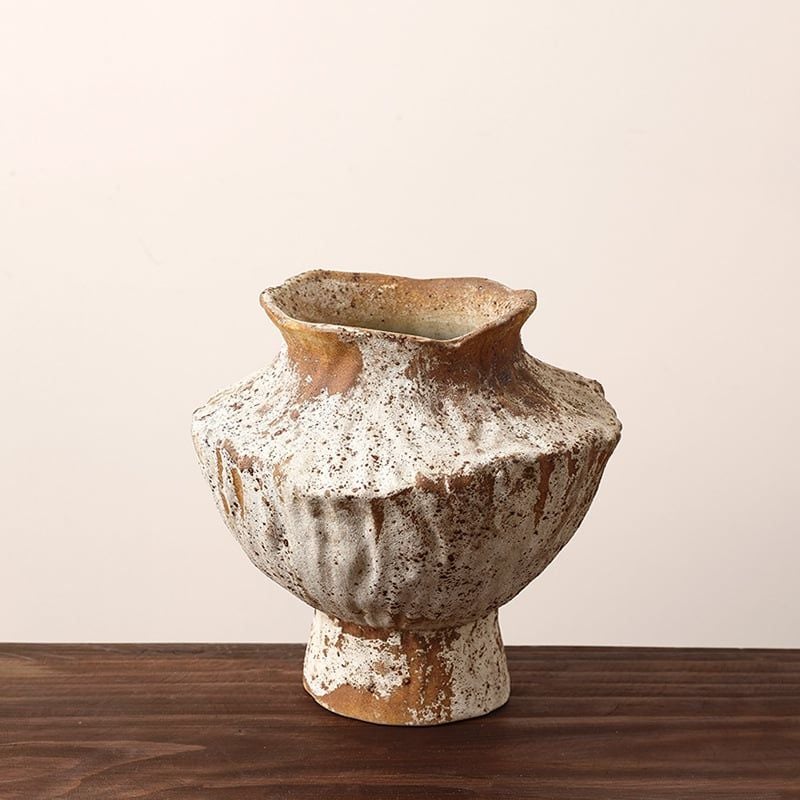 Bình Hoa Gốm Thô Thủ Công Wabi Sabi Cổ Điển