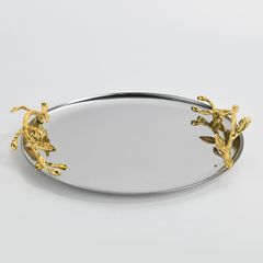 Khay Inox Đựng Tách Trà Phong Cách Hoa Châu Âu