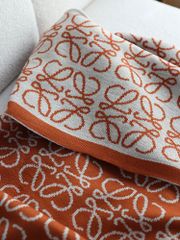 Chăn Len Dệt Kim Hoa Văn Cam Đậm Sang Trọng