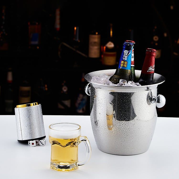 Xô Đựng Đá Inox 304 Decor Bàn Tiệc Quầy Bar Gạc Nai