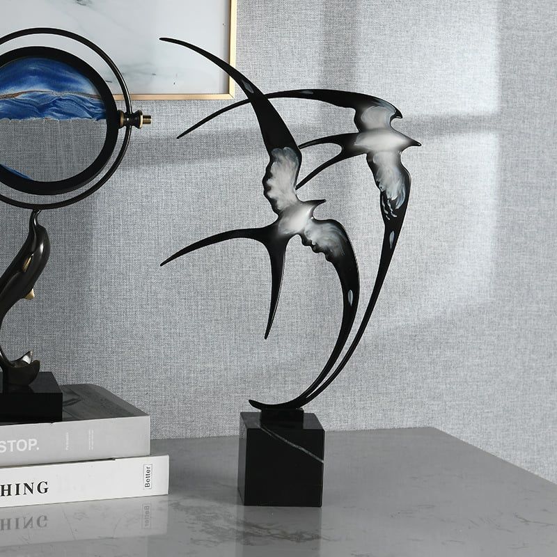 Đồ Trang Trí Nội Thất Hình Đôi Chim Én Kim Loại Cánh Dài