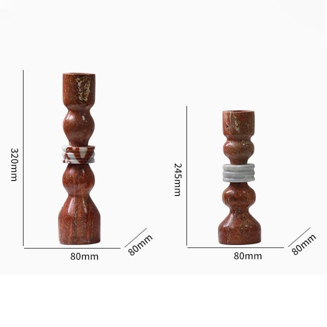 Chân Nến Đá Travertine Nâu Đỏ Trang Trí Phòng Khách