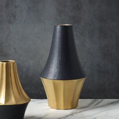 Bình Hoa Gốm Đen Phối Điểm Vân Sọc Dọc