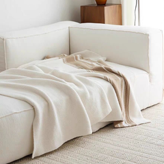 Chăn Dệt Kim Đan Len Ấm 2 Mặt Phong Cách Hình Học Be Bắc Âu