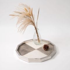 Khay Bày Đồ Trang Trí Da Lông Ngựa Viền Kim Loại Modern Luxury