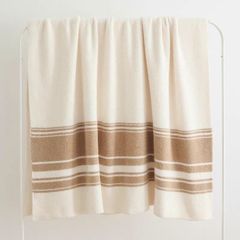 Chăn Dệt Kim Đan Len Ấm 2 Mặt Phong Cách Hình Học Be Bắc Âu