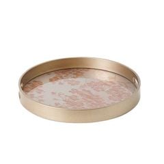 Khay Trang Trí Bằng Sứ Men Lam Họa Tiết Nhụy Mạ Vàng