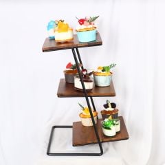 Kệ Gỗ 3 Tầng Trang Trí Bàn Tiệc Hình Vuông