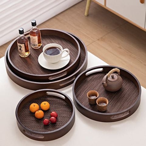 Khay Phục Vụ Giả Mây Có Tay Cầm Đựng Trà Cà Phê
