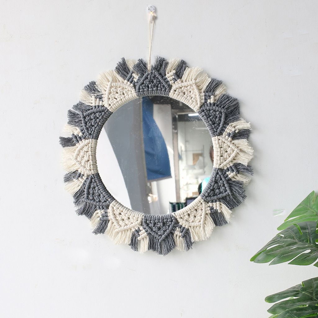 Tranh Gương Dệt Boho Lông Vũ Trang Trí Phòng Khách Phòng Ngủ