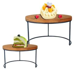 Khay Kệ Gỗ Chân Sắt Decor Bàn Tiệc Nhà Hàng Hình Tròn