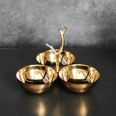 Đồ Decor Để Bàn Tiệc Bộ Đĩa 3 Ngăn Kim Loại