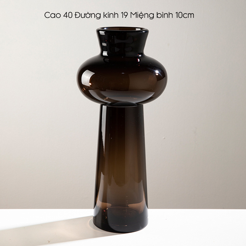 Bình Hoa Thủy Tinh Nâu Kiểu Pháp Gợn Sóng Sang Trọng