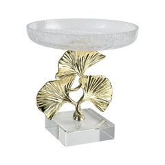 Dĩa Trái Cây Trang Trí Thủy Tinh Hình Lá Bạch Quả Sang Trọng