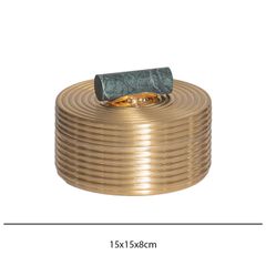 Hộp Đựng Trang Sức Decor Kim Loại Tròn Nắp Cẩm Thạch Sang Trọng