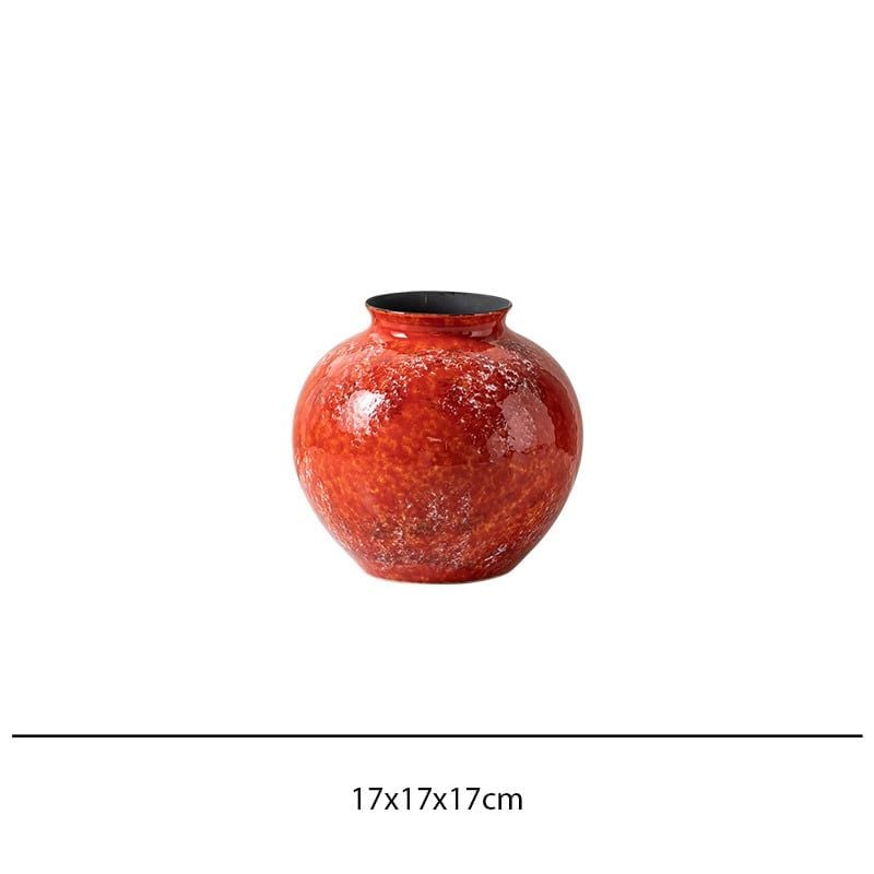 Bình Hoa Gốm Men Đỏ Tuyết Phong Cách Á Đông Cao Cấp