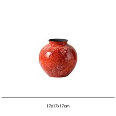 Bình Hoa Gốm Men Đỏ Tuyết Phong Cách Á Đông Cao Cấp