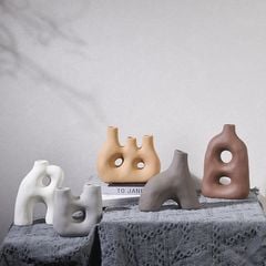 Bình Gốm Cắm Hoa Khô Scandinavian Tối Giản