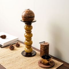 Chân Nến Decor Thủy Tinh Thổi Thủ Công Màu Hổ Phách Cao Cấp