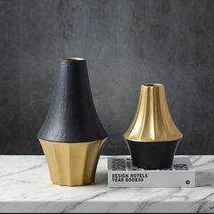 Bình Hoa Gốm Đen Phối Điểm Vân Sọc Dọc