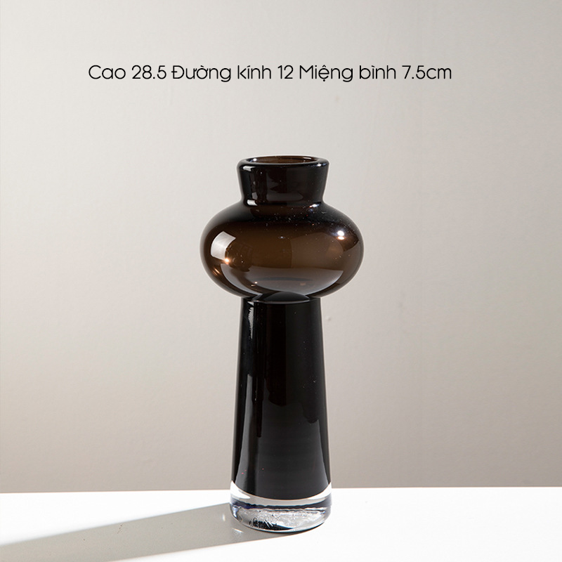 Bình Hoa Thủy Tinh Nâu Kiểu Pháp Gợn Sóng Sang Trọng