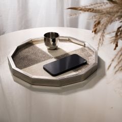 Khay Bày Đồ Trang Trí Da Lông Ngựa Viền Kim Loại Modern Luxury