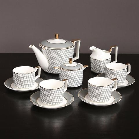 Bộ Ấm Trà Gốm Sứ Cao Cấp Phong Cách Châu Âu 11 Món