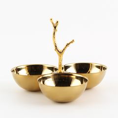 Đồ Decor Để Bàn Tiệc Bộ Đĩa 3 Ngăn Kim Loại