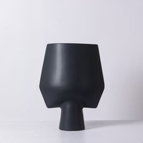 Bình Hoa Wabi Sabi Gốm Mộc Đáy Chữ U