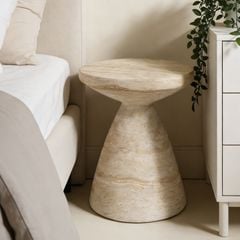 Bàn Side Table Hình Nấm Vân Đá Travertine