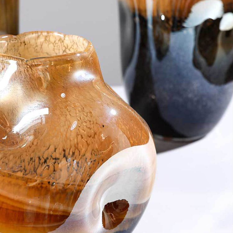 Bình Hoa Thủy Tinh Hiệu Ứng Marble Earthe Tone Sang Trọng