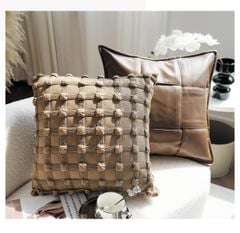 Vỏ Gối Tựa Lưng Nâu Maillard Phong Cách Wabi Sabi