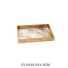 Khay Trang Trí Bằng Sứ Men Lam Họa Tiết Hình Cành Cây