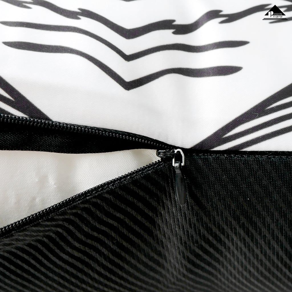 Vỏ Gối Tựa Lưng Giả Lụa Dệt Sọc Phong Cách Bohemian Trắng Đen