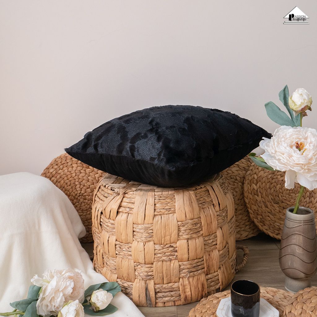 Vỏ Gối Tựa Lưng Lông Dệt Nổi Hình Học Mạng Lưới