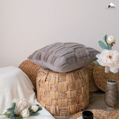 Vỏ Gối Tựa Lưng Lông Dệt Nổi Họa Tiết Hình Học Thoi Vuông 3 Chiều Sang Trọng