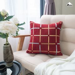 Vỏ Gối Tựa Lưng Dệt Sọc Chenille Ánh Bạc Thiết Kế Vuông Đơn Giản