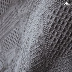 Chăn thảm phủ ghế sofa đan len tua rua màu xám lưới