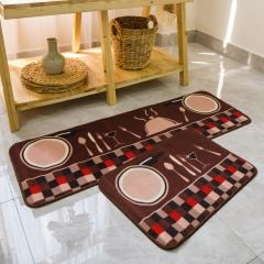 Set 2 Thảm Bếp Sợi Lưới Đan Len Đế Chống Trượt Cao Cấp