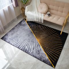 Thảm Nhung Nỉ Trải Sàn Trang Trí Phòng Khách Họa Tiết Đen Xám