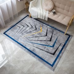 Thảm Nhung Nỉ Trải Sàn Trang Trí Phòng Khách Họa Tiết Đen Xám