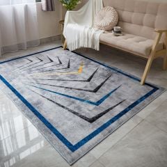 Thảm Nhung Nỉ Trải Sàn Trang Trí Phòng Khách Họa Tiết Đen Xám