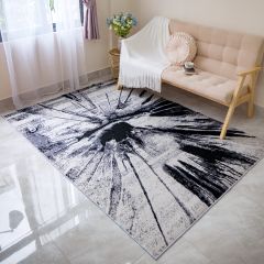 Thảm Nhung Nỉ Trừu Tượng Đen Loang Màu