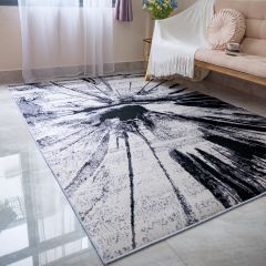 Thảm Nhung Nỉ Trừu Tượng Đen Loang Màu